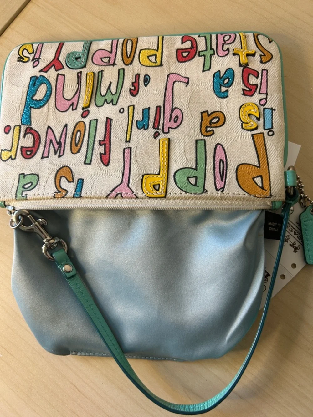 Coach Poppy Large Wristlet Poppy Is Love NWT - Picture 6 of 12